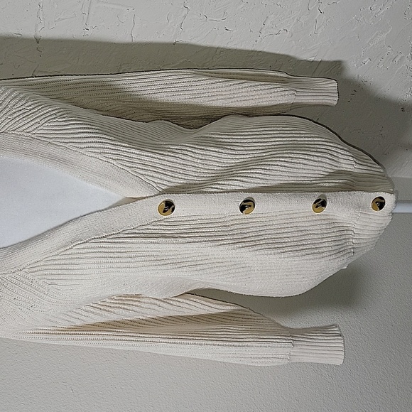Free Assembly Cardigan Grandpa Sweater Button Down Cream Knit Ribbed XXL - Picture 6 of 14